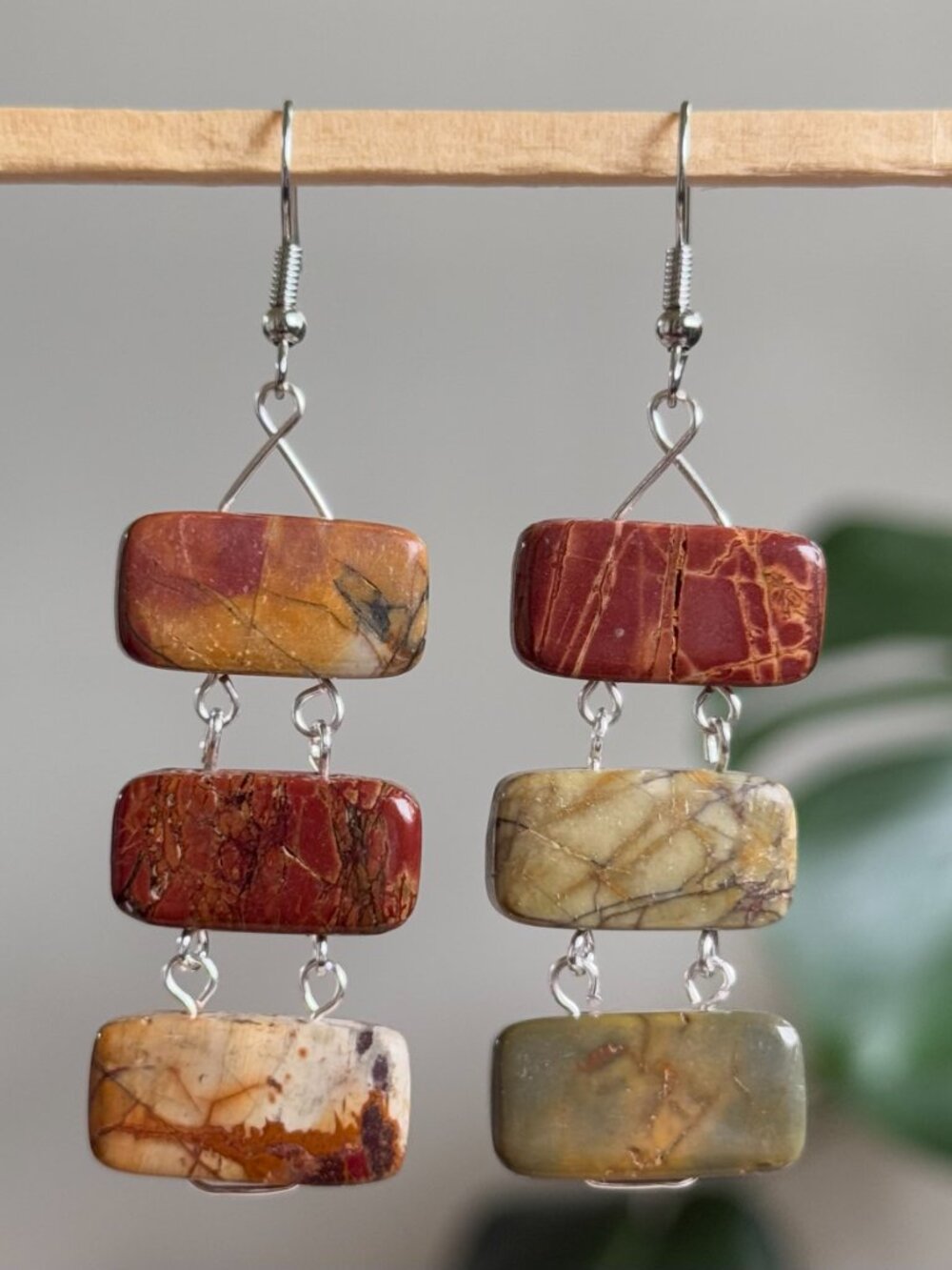 handmade colorful beaded earrings with silver accents